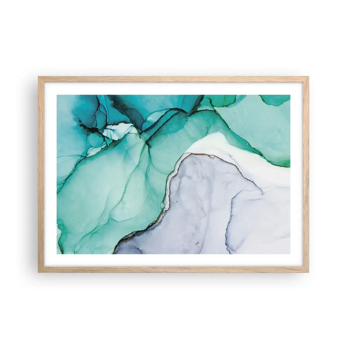 Póster en marco roble claro - Estudio en turquesa - 70x50 cm