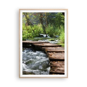 Póster en marco roble claro - Sobre una cascada de espuma - 70x100 cm