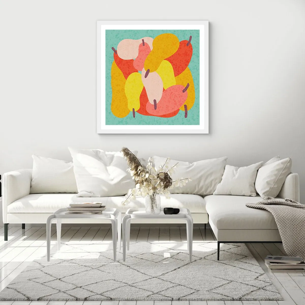 Póster en marco blanco - Saborear el sol del verano - 60x60 cm