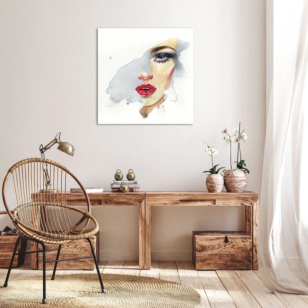 Cuadro sobre lienzo - Impresión de Imagen - Reflejo en una gota de agua - 50x50 cm