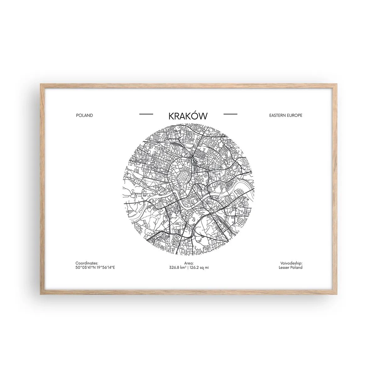 Póster en marco roble claro - Anatomía de Cracovia - 100x70 cm