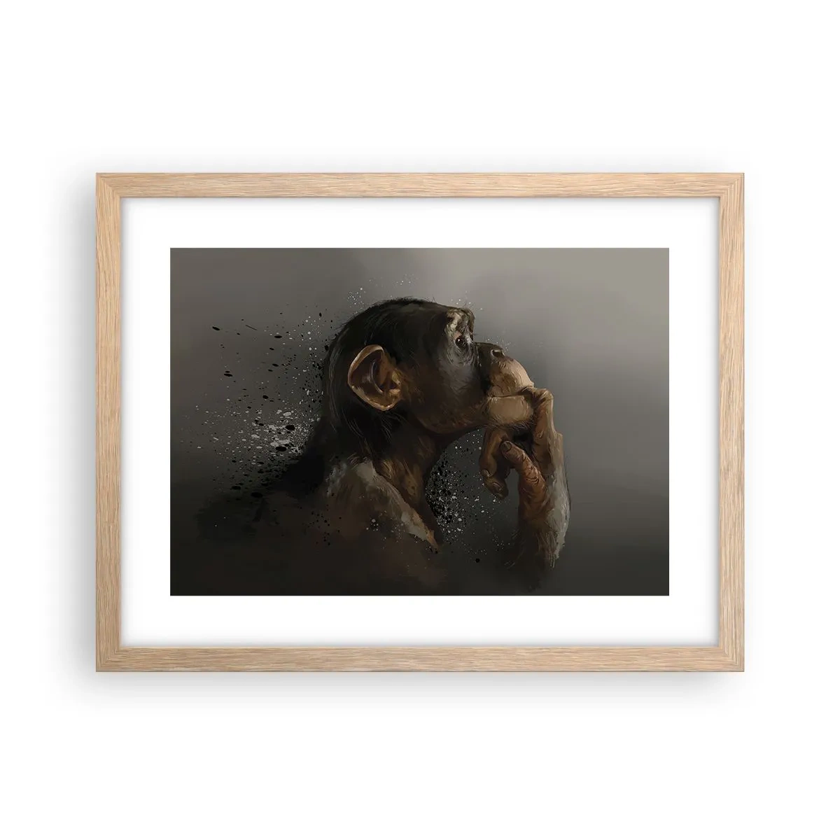 Póster en marco roble claro - La evolución del pensador - 40x30 cm