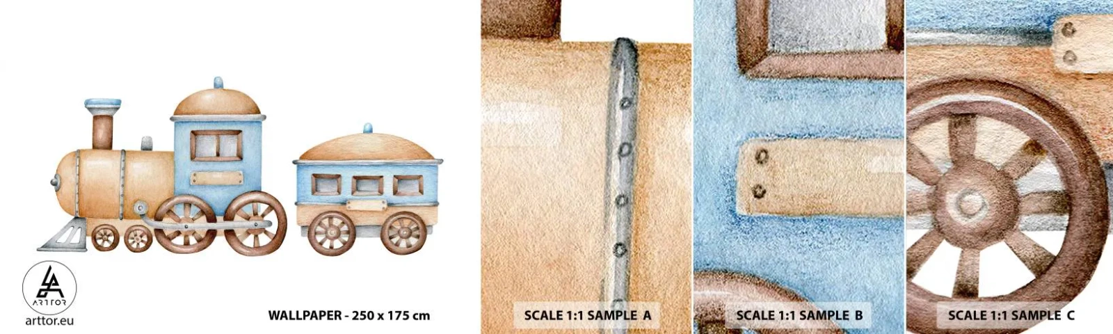Muestra De Fotomural Standard Eco - De pie en la estación... - Para niños, Tren, Retro - 100x30 cm
