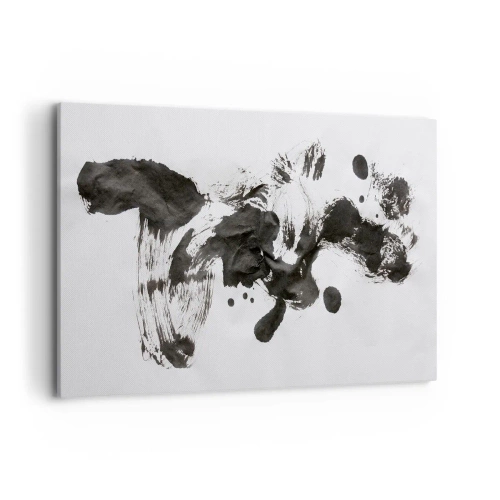 Cuadro sobre lienzo - Impresión de Imagen - Composición abstracta de manchas negras sobre fondo blanco. - 120x80cm - ¿Un método en la locura? - Decoración de pared moderna para salón y dormitorio ARTTOR