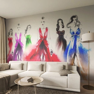Fotomural Premium Sand - Moda en estilo artístico de acuarela - 100x70cm - Momento elegante - Decoración de pared moderna para salón y dormitorio ARTTOR