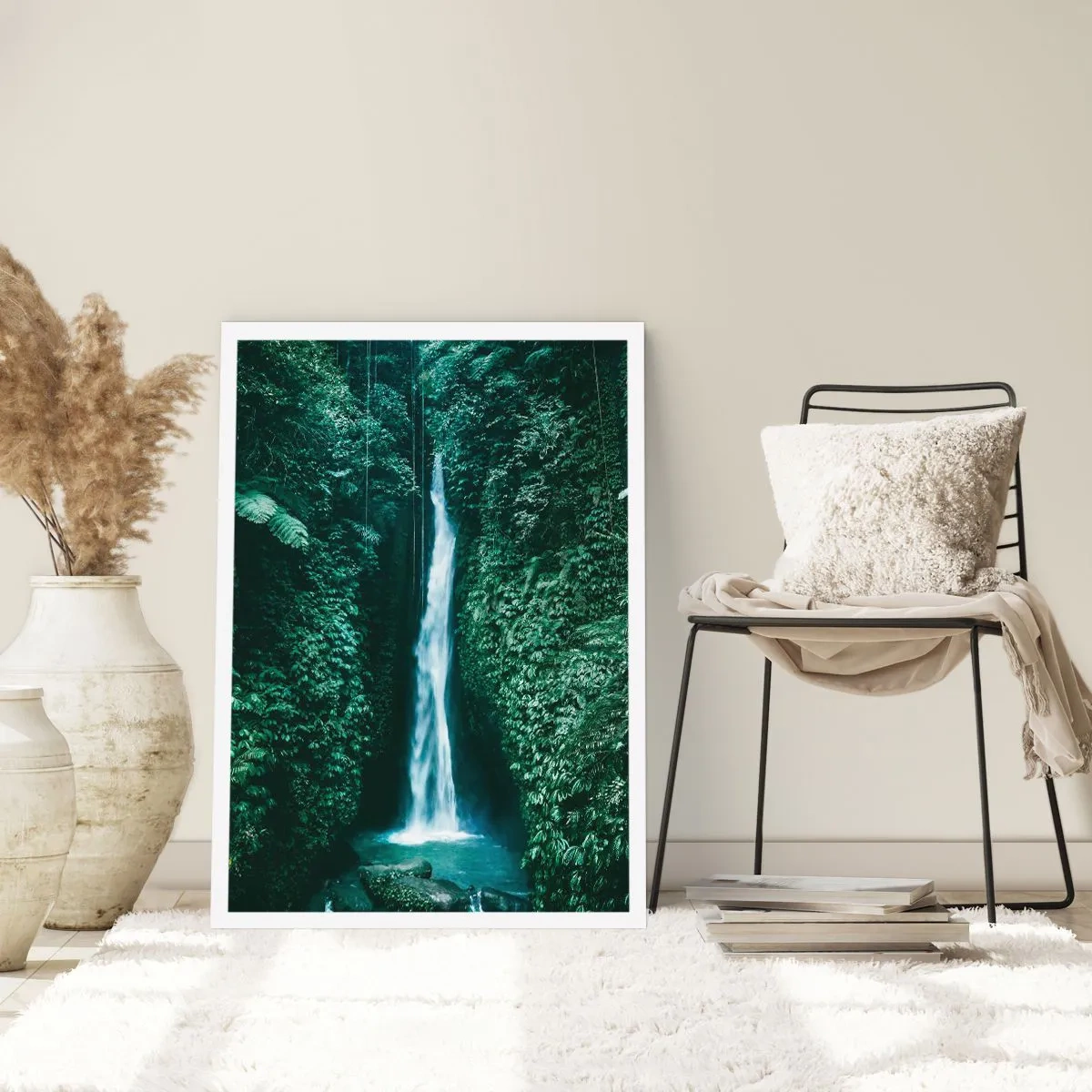 Póster - Cascada en la selva tropical - 50x70cm - Balneario tropical - Decoración de pared moderna para salón y dormitorio ARTTOR
