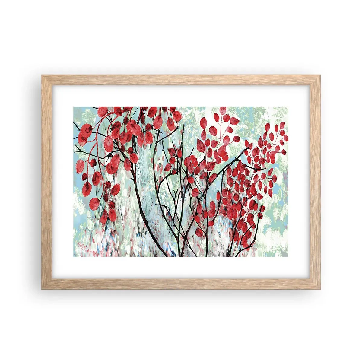 Póster en marco roble claro - Un árbol en escarlata - 40x30 cm