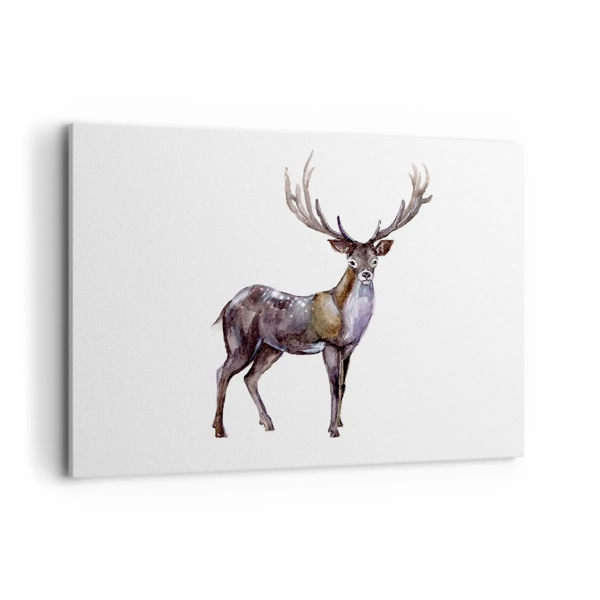 Cuadro sobre lienzo - Impresión de Imagen - Ilustración en acuarela de un ciervo con astas majestuosas - 100x70cm - Rey de las Tierras Salvajes del Norte - Decoración de pared moderna para salón y dormitorio ARTTOR