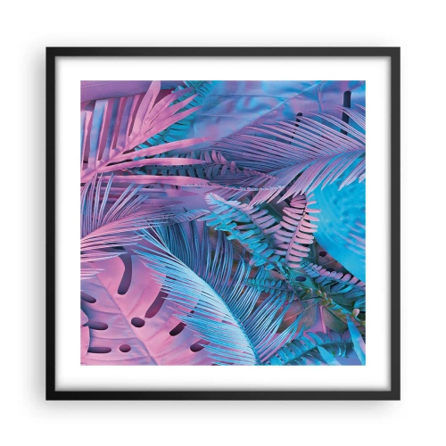 Póster en marco negro - Trópicos en rosa y azul - 50x50 cm