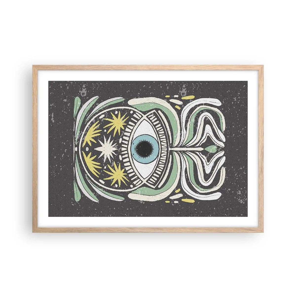 Póster en marco roble claro - Rituales tribales - 70x50 cm