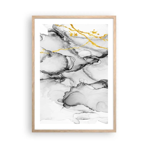 Póster en marco roble claro - Composición con motivo de oro - 50x70 cm