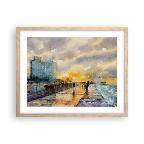 Póster en marco roble claro - Vida en la orilla - 50x40 cm