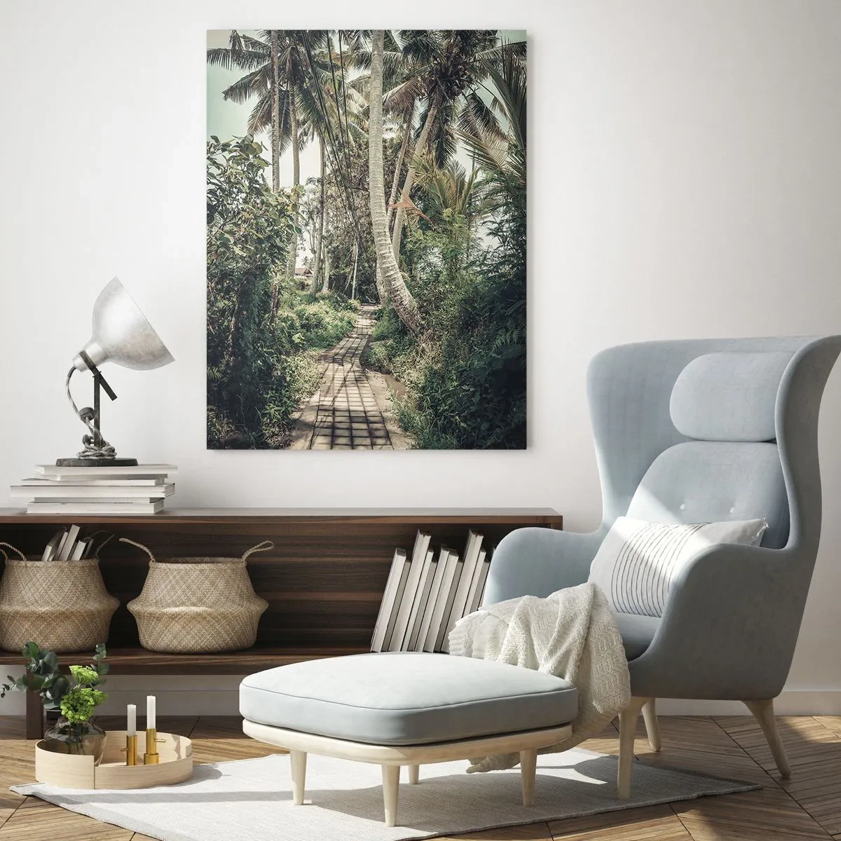 Cuadro sobre vidrio - Impresiones sobre Vidrio - Avenida de palmeras - 70x100 cm