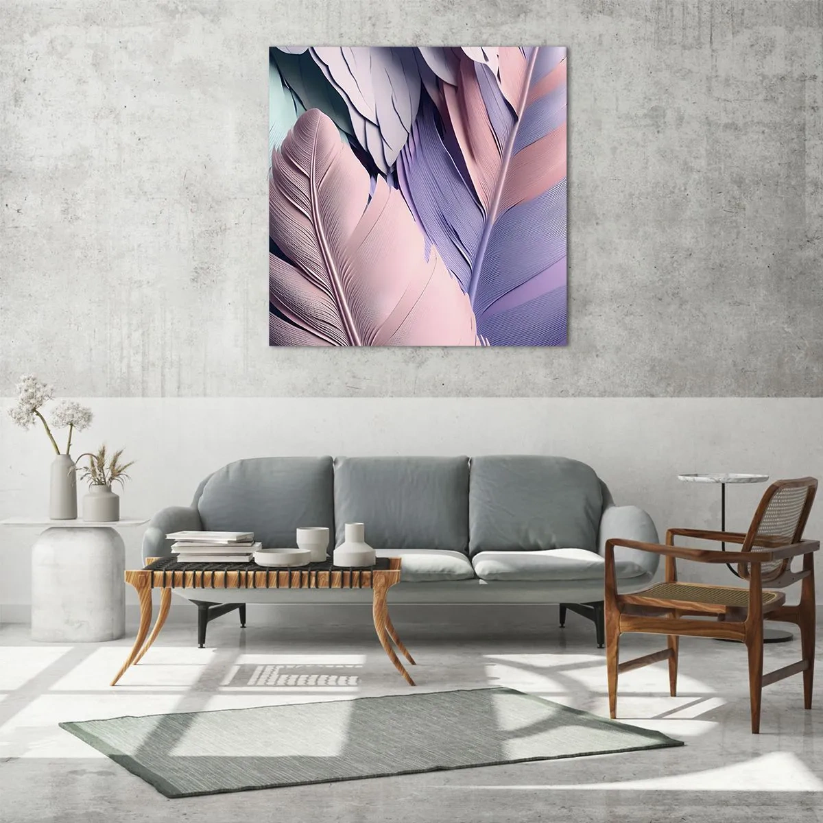 Cuadro sobre vidrio - Impresiones sobre Vidrio - Pájaro chic - 40x40 cm