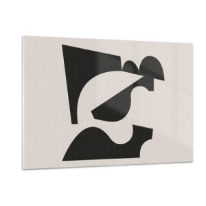 Cuadro sobre vidrio - Impresiones sobre Vidrio - Composición geométrica abstracta en blanco y negro - 120x80cm - Para automontaje - Decoración de pared moderna para salón y dormitorio ARTTOR