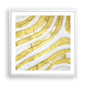 Póster en marco blanco - Una composición en blanco y oro - 50x50 cm