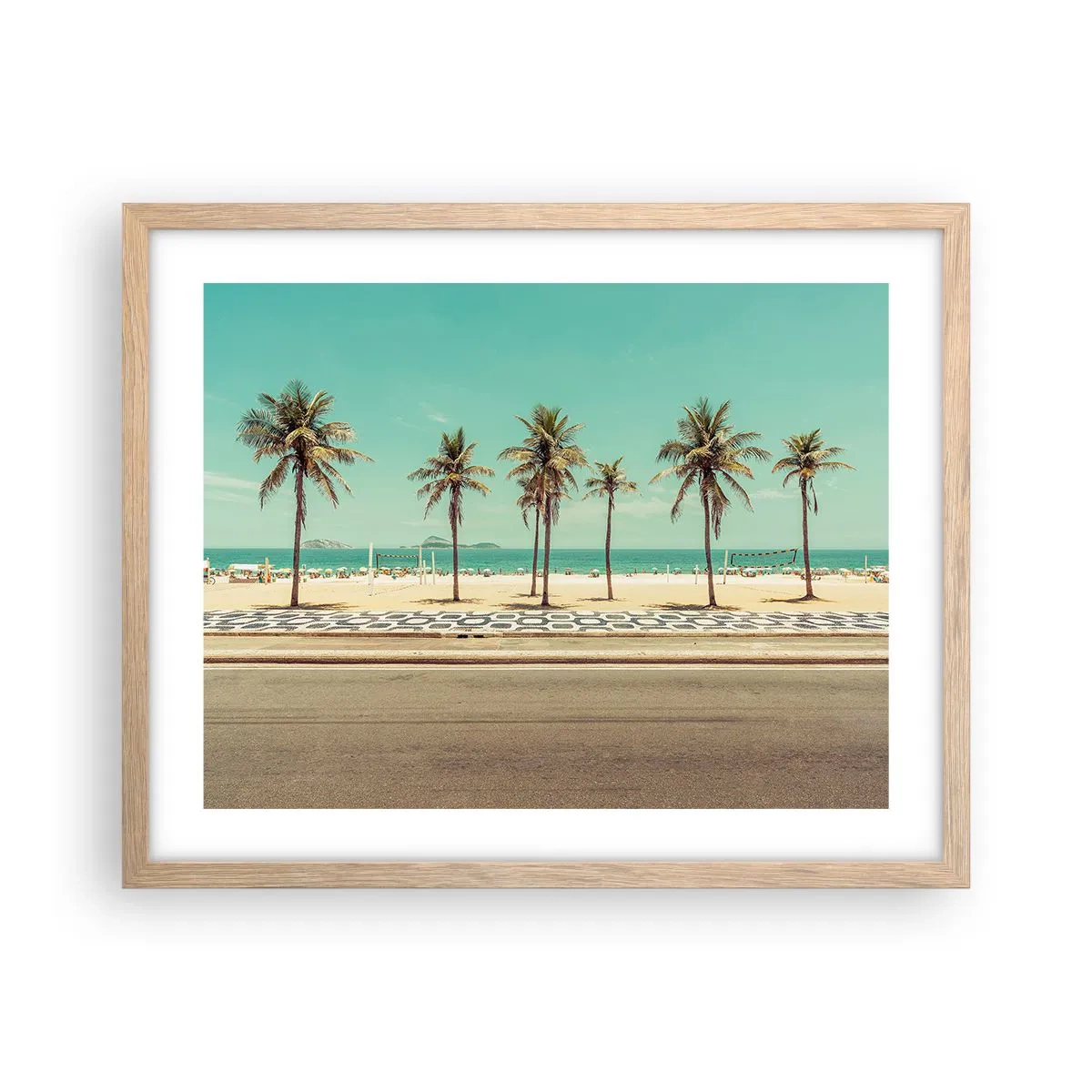 Póster en marco roble claro - En la playa - 50x40 cm