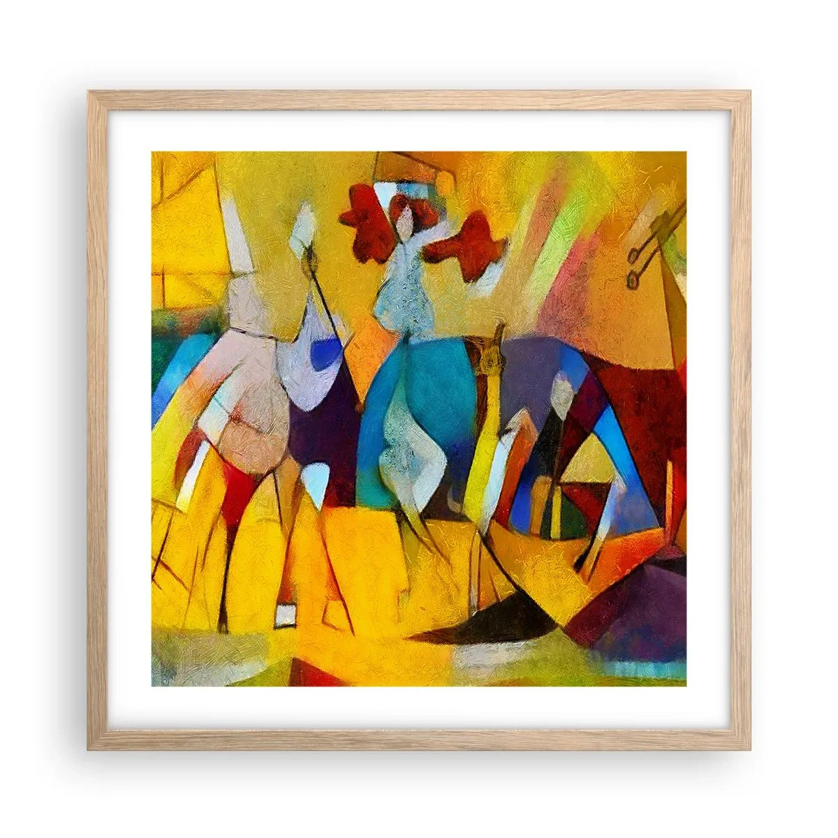 Póster en marco roble claro - Sol - vida - alegría - 50x50 cm