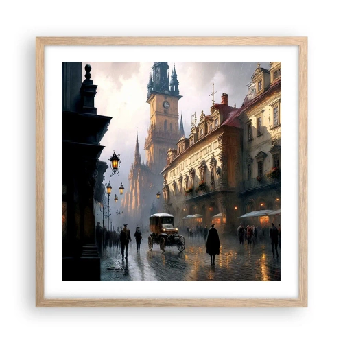 Póster en marco roble claro - La magia de una noche de Praga - 50x50 cm