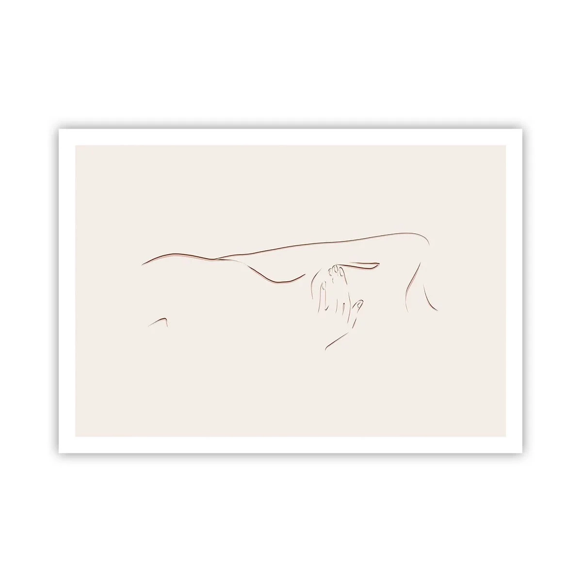 Póster - Un dibujo lineal sutil de una silueta sobre un fondo claro. - 100x70cm - La forma del deseo - Decoración de pared moderna para salón y dormitorio ARTTOR