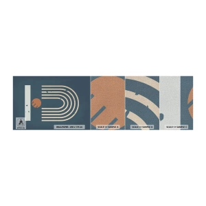 Muestra de fotomural Premium Canvas - Geometría sobre azul marino - Abstracción, Pedazo, Gráficos - 100x30 cm