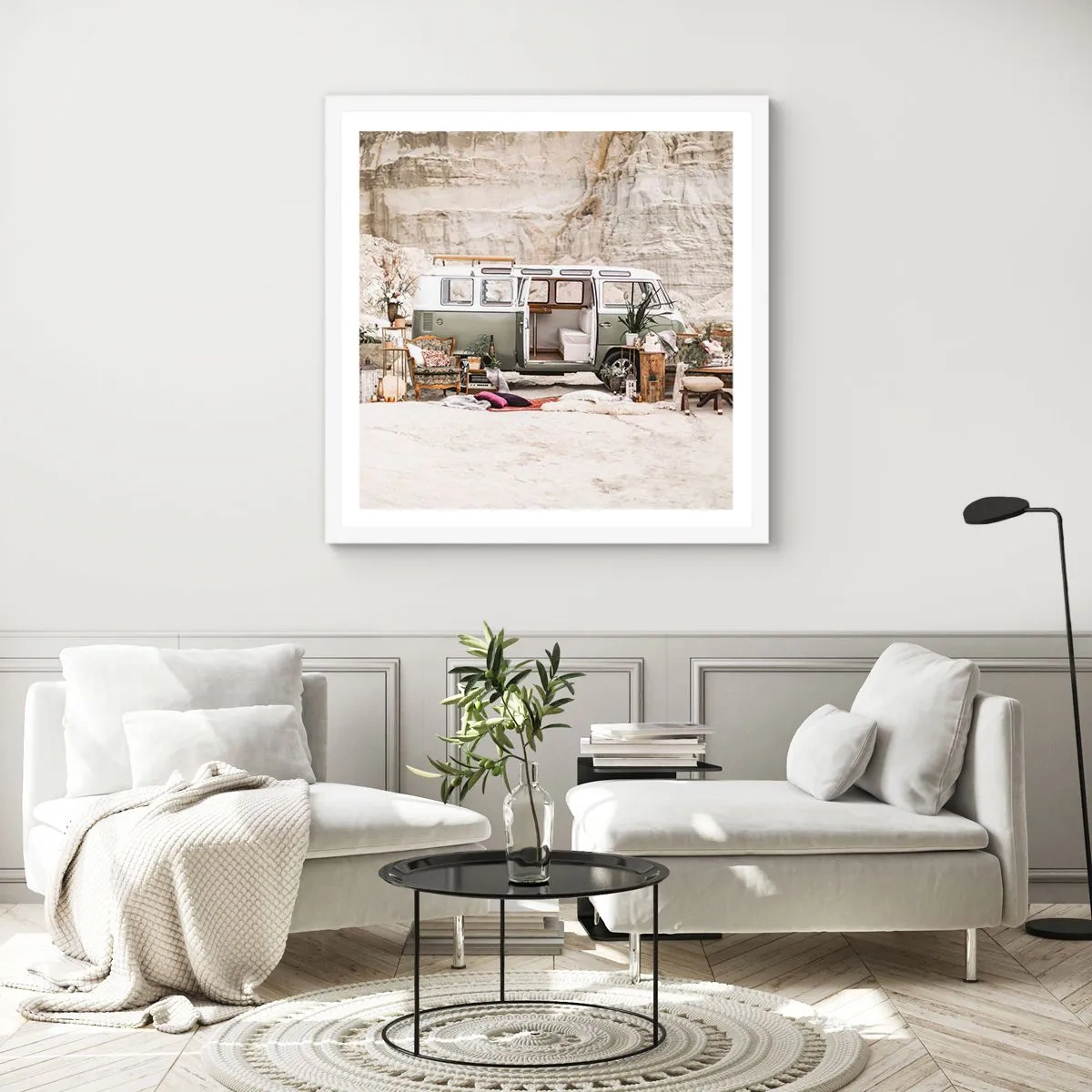 Póster en marco blanco - Hora de empezar el viaje - 60x60 cm