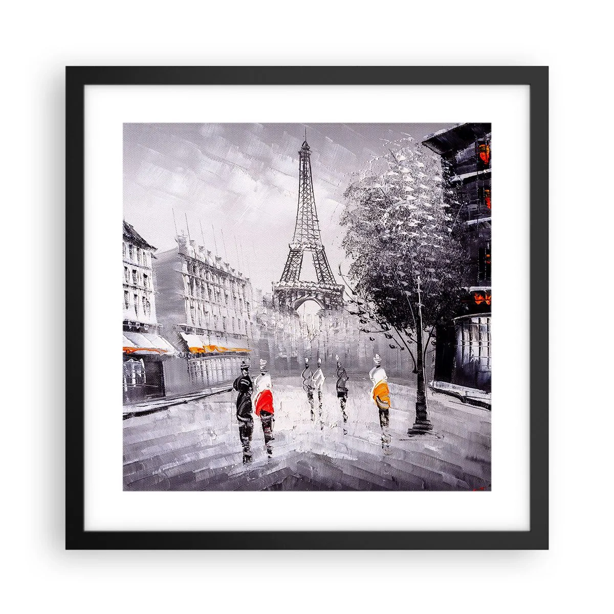 Póster en marco negro - Un paseo parisino - 40x40 cm