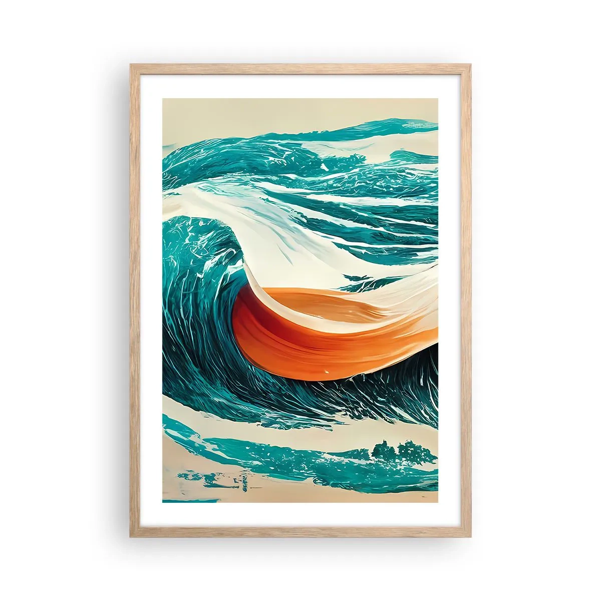 Póster en marco roble claro - El sueño de un surfista - 50x70 cm