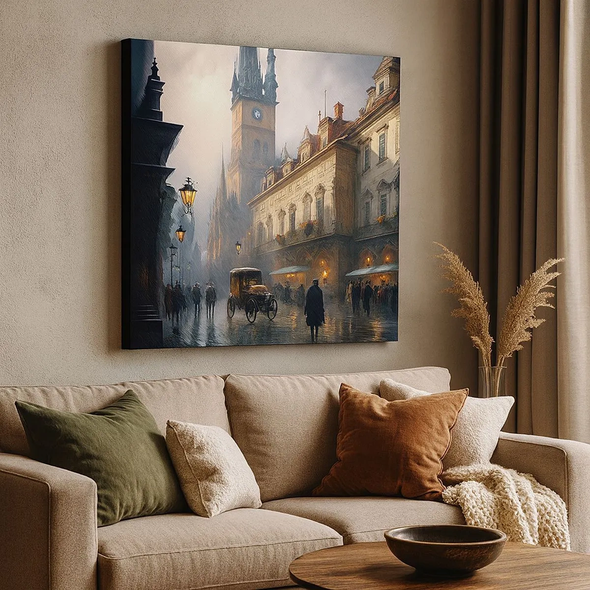 Cuadro sobre lienzo - Impresión de Imagen - La magia de una noche de Praga - 30x30 cm