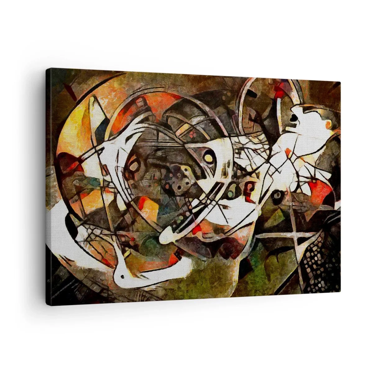 Cuadro sobre lienzo - Impresión de Imagen - Abstracción expresiva en tonos oscuros con líneas dinámicas. - 70x50cm - ¿Oyes el movimiento? - Decoración de pared moderna para salón y dormitorio ARTTOR