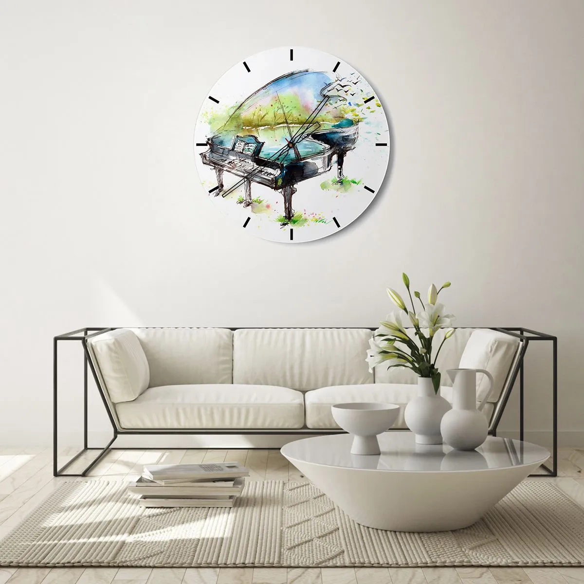 Reloj de pared - Reloj de vidrio - Encantado con la música - 40x40 cm