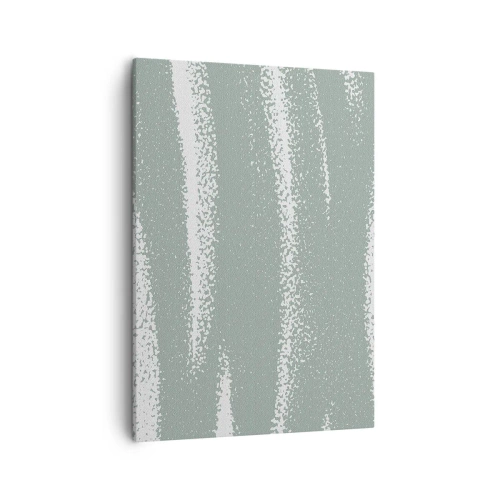 Cuadro sobre lienzo - Impresión de Imagen - Ondas invernales en tonos menta y blanco. - 50x70cm - Abstracción invernal - Decoración de pared moderna para salón y dormitorio ARTTOR