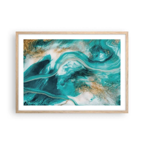 Póster en marco roble claro - Río de oro - 70x50 cm
