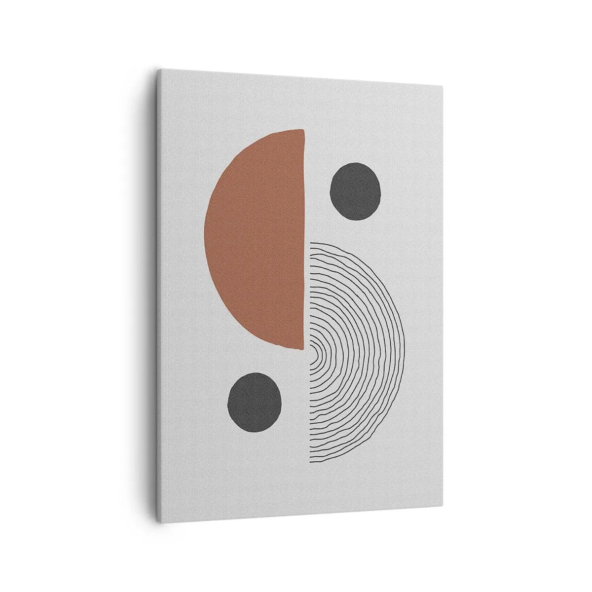Cuadro sobre lienzo - Impresión de Imagen - Formas geométricas en tonos marrones y negros. - 50x70cm - La perfección del círculo - Decoración de pared moderna para salón y dormitorio ARTTOR