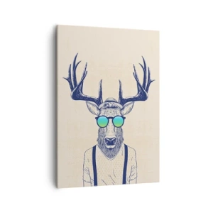 Cuadro sobre lienzo - Impresión de Imagen - Ciervo estilizado con gafas de sol - 50x70cm - ¿Y a quién esperabas? - Decoración de pared moderna para salón y dormitorio ARTTOR