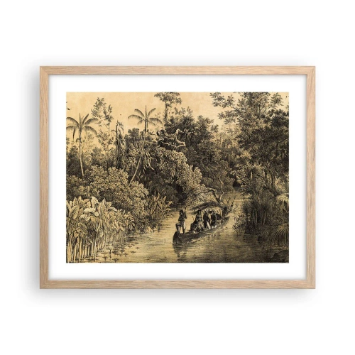 Póster en marco roble claro - Expedición a la fuente - 50x40 cm