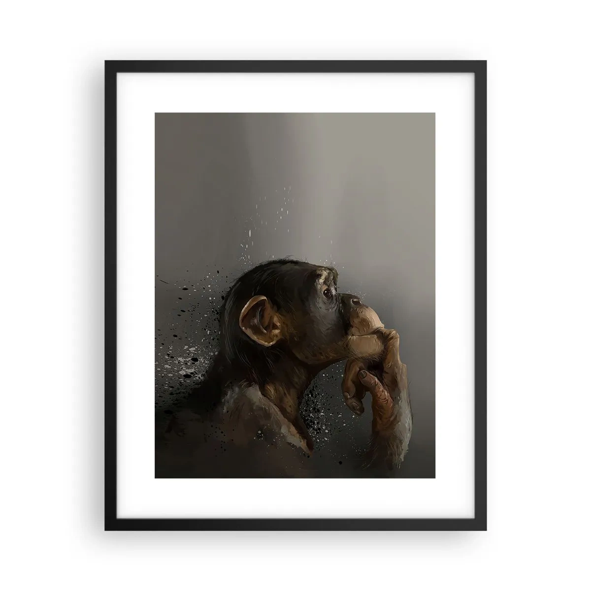 Póster en marco negro - La evolución del pensador - 40x50 cm