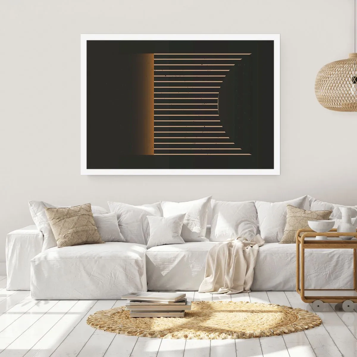 Póster - Patrón geométrico con rayas sobre fondo oscuro. - 100x70cm - Explorar la oscuridad - Decoración de pared moderna para salón y dormitorio ARTTOR