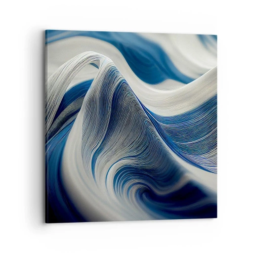 Cuadro sobre lienzo - Impresión de Imagen - Fluidez de azul y blanco - 70x70 cm