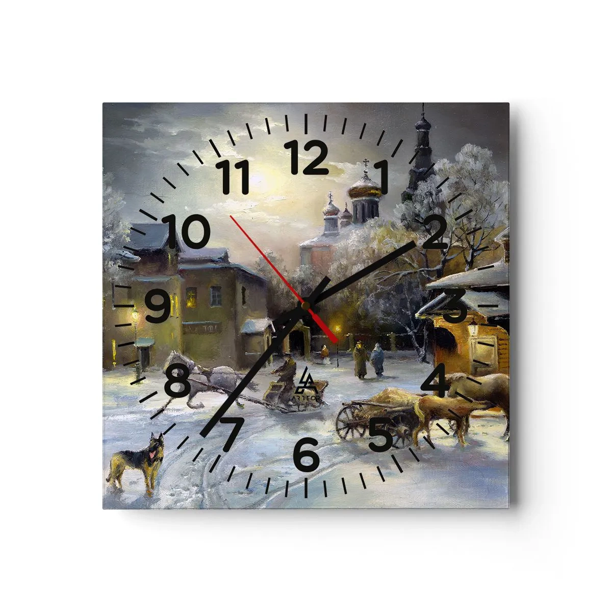 Reloj de pared - Reloj de vidrio - La magia de un invierno ruso - 40x40 cm
