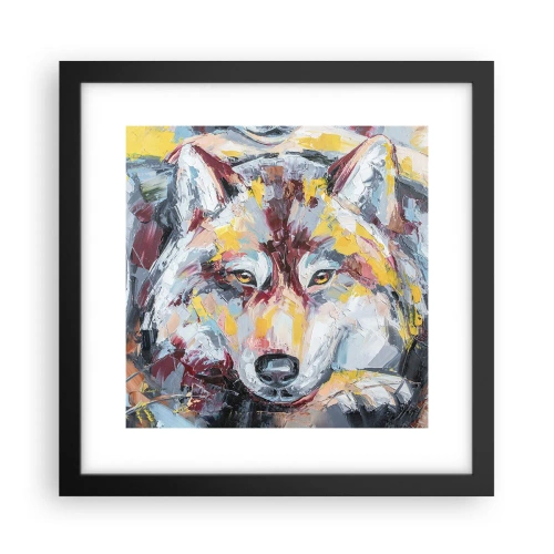 Póster en marco negro - Pinceladas de lobo - 30x30 cm