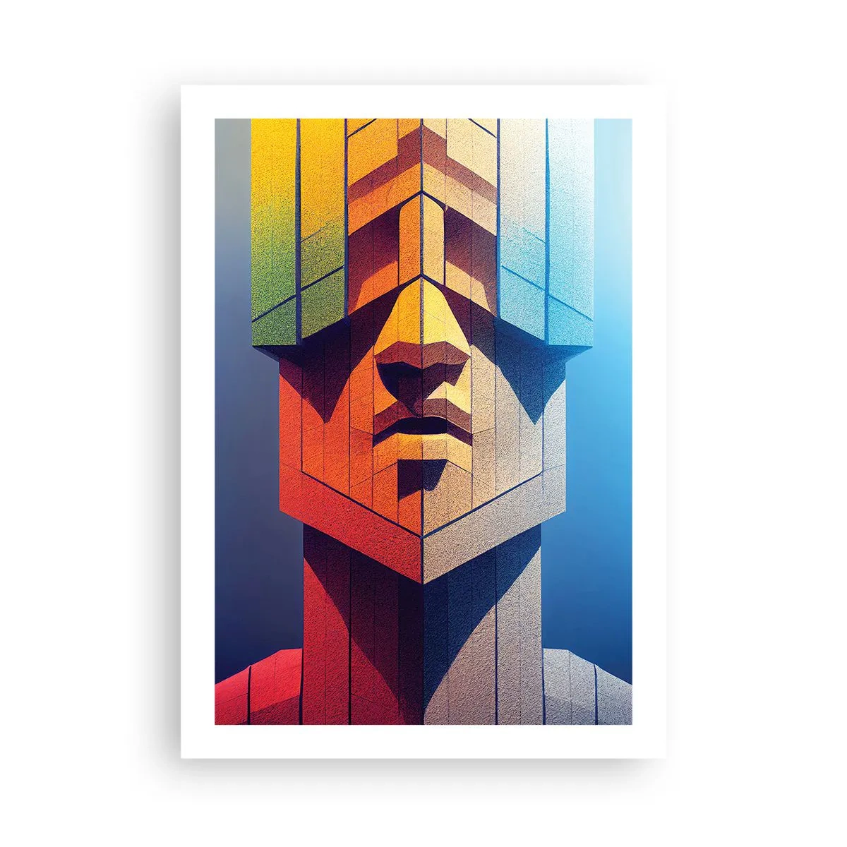 Póster - Un rostro monumental de estilo geométrico - 50x70cm - Un hombre de principios - Decoración de pared moderna para salón y dormitorio ARTTOR