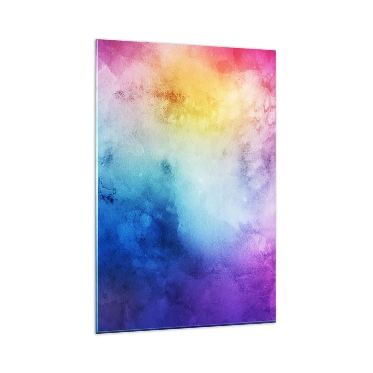 Cuadro sobre vidrio - Impresiones sobre Vidrio - Una composición abstracta en tonos pastel de rosa y azul. - 80x120cm - Casi en el séptimo cielo - Decoración de pared moderna para salón y dormitorio ARTTOR