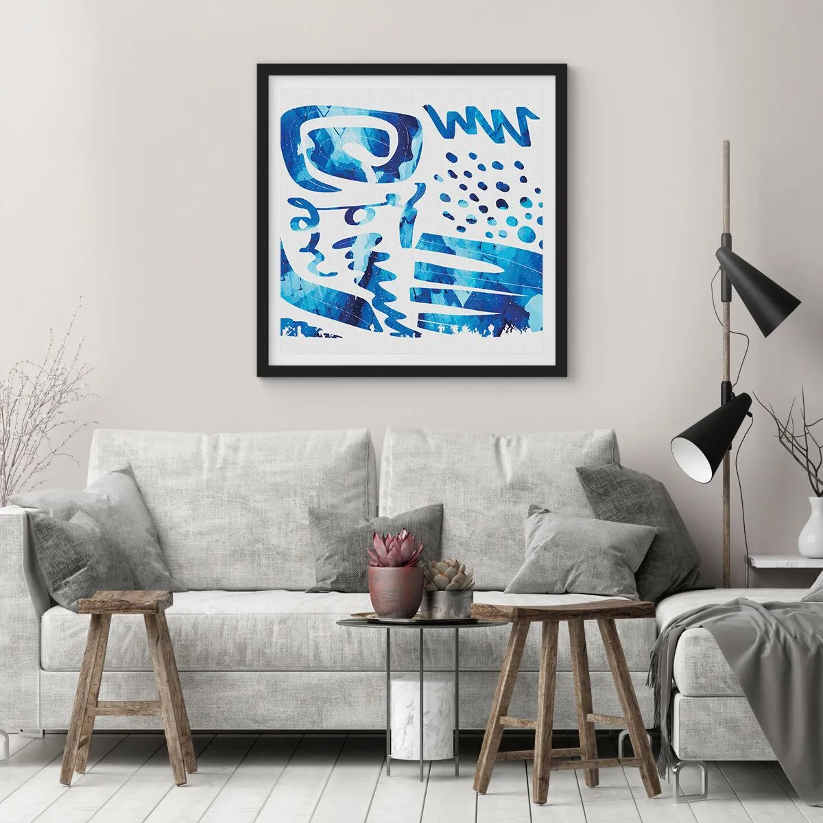 Póster en marco negro - Vuelta a las raíces - 30x30 cm