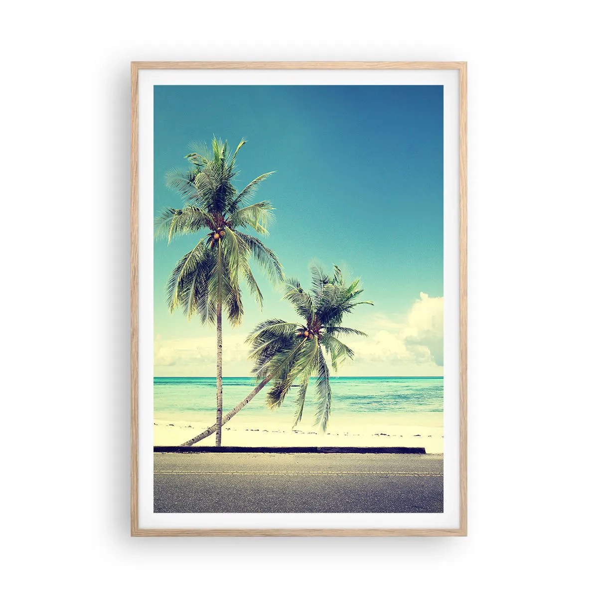 Póster en marco roble claro - Comienzan las vacaciones - 70x100 cm