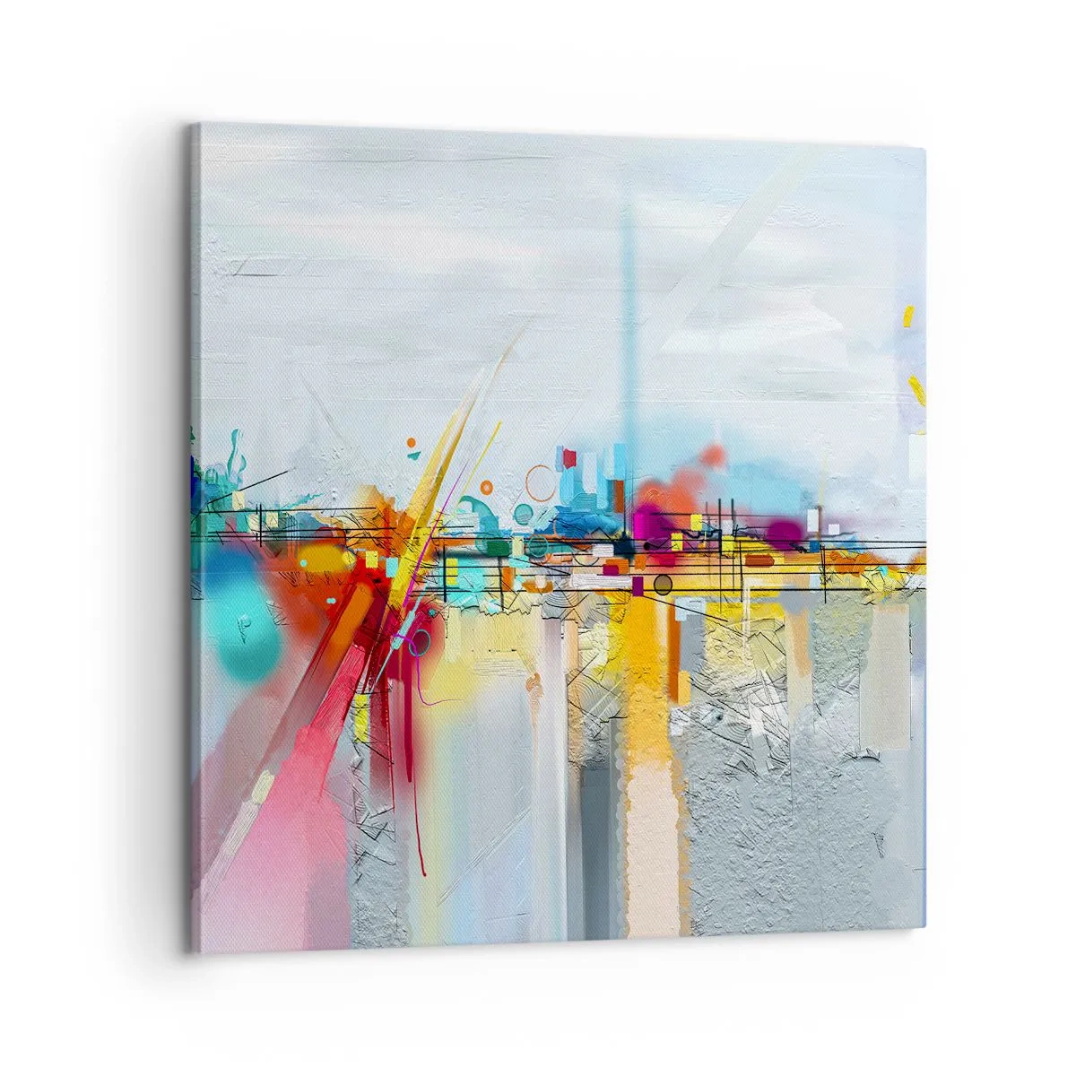 Cuadro sobre lienzo - Impresión de Imagen - Un puente de alegría sobre el río de la vida - 60x60 cm
