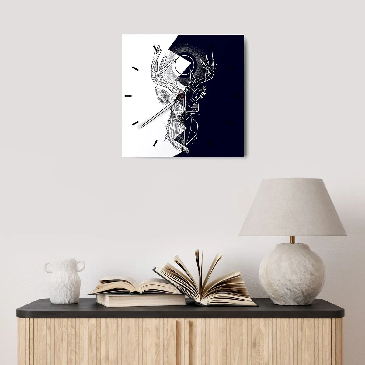 Reloj de pared - Reloj de vidrio - Lucha y unidad de los opuestos - 40x40 cm