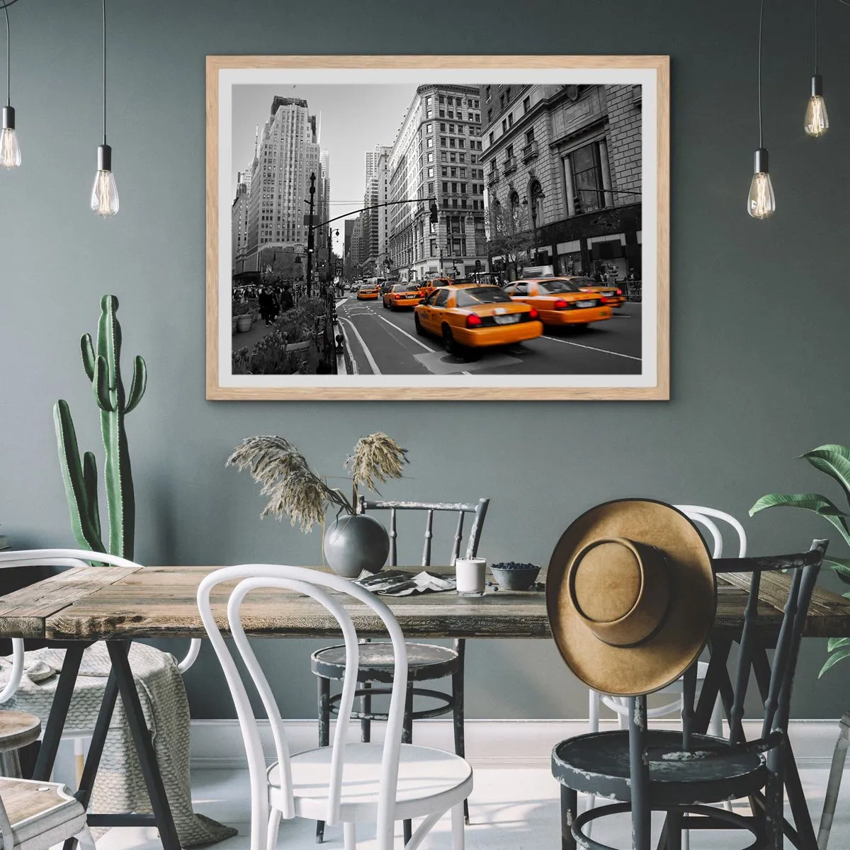 Póster en marco roble claro - Los soles de la gran ciudad - 100x70 cm