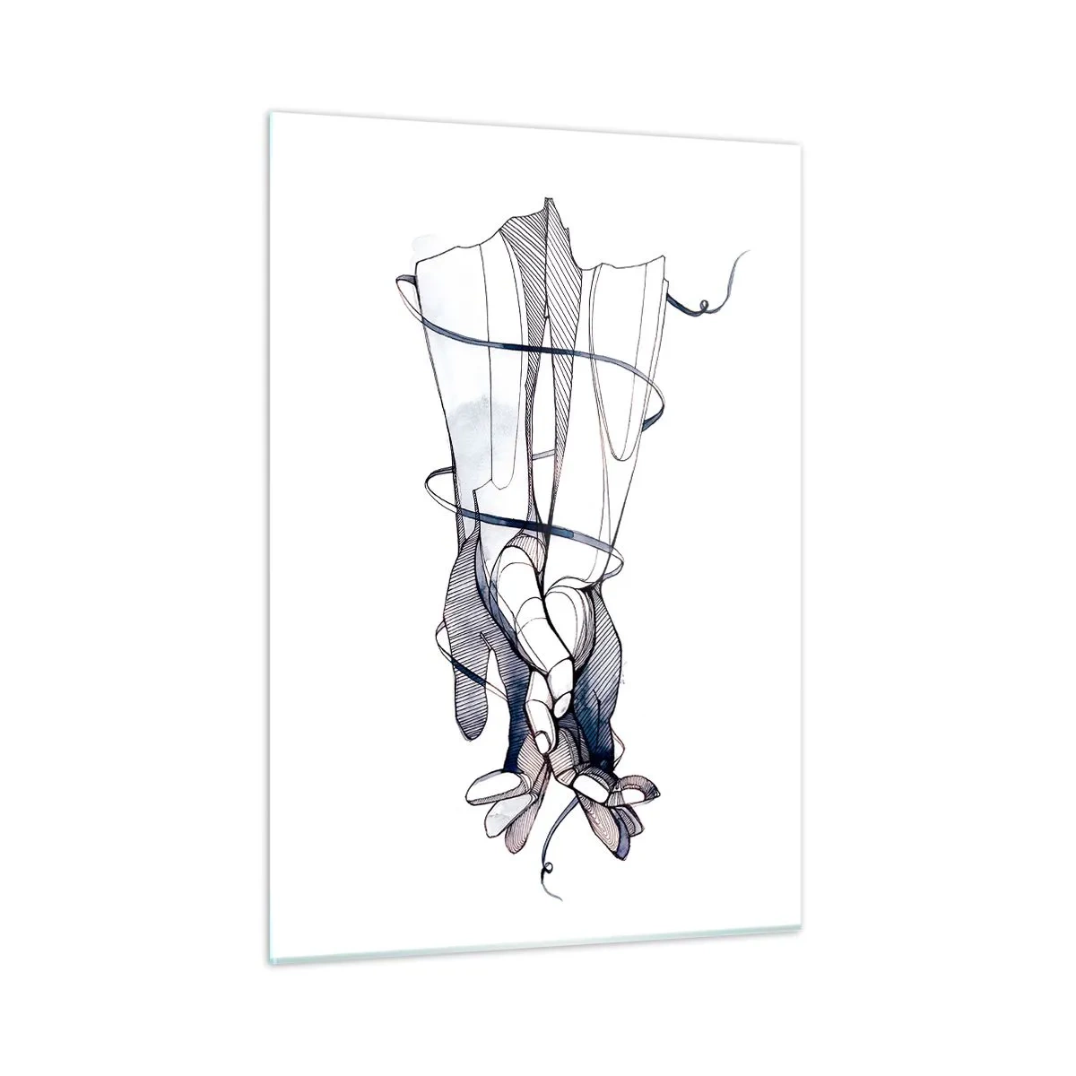 Cuadro sobre vidrio - Impresiones sobre Vidrio - Ilustración artística de una mano sosteniendo una flor. - 50x70cm - Un estudio sobre el contacto - Decoración de pared moderna para salón y dormitorio ARTTOR