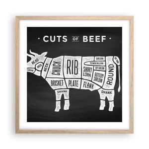Póster en marco roble claro - Manual del carnicero - 50x50 cm